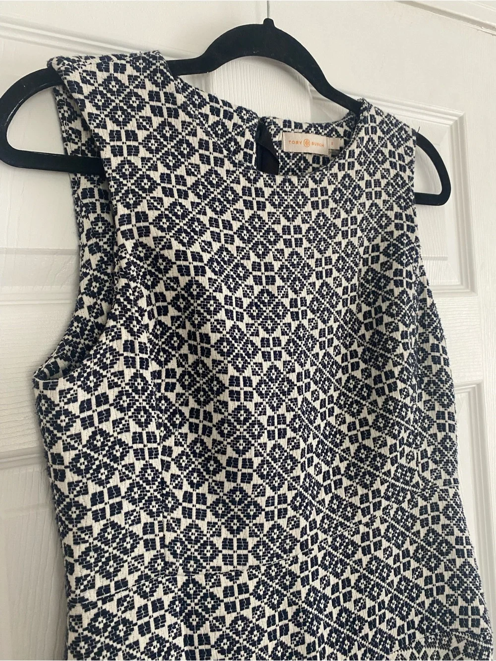 Tory Burch Sleeveless Navy and White Patterned Dress Size 6